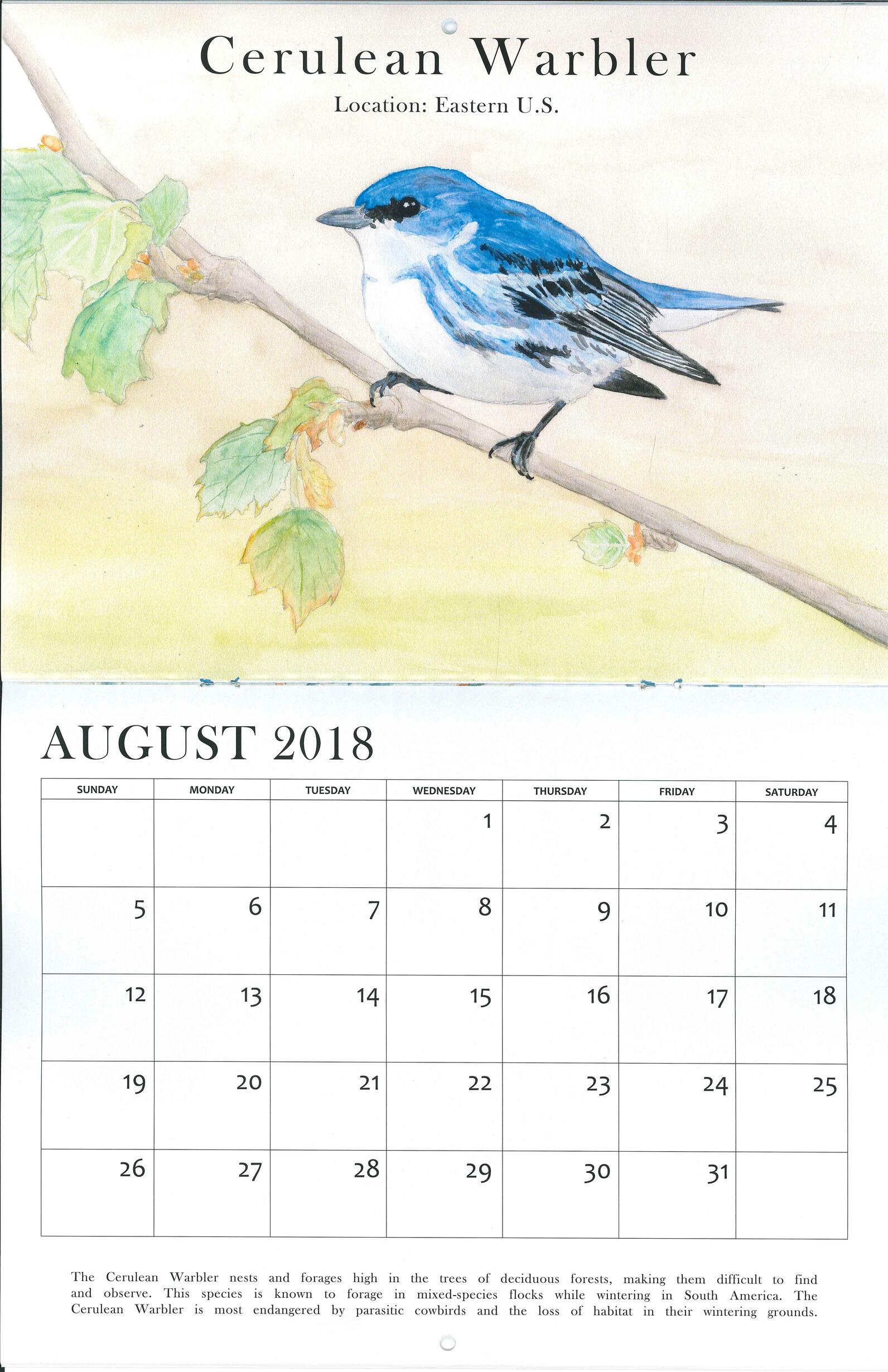 2018 Endangered Birds of America Calendar
