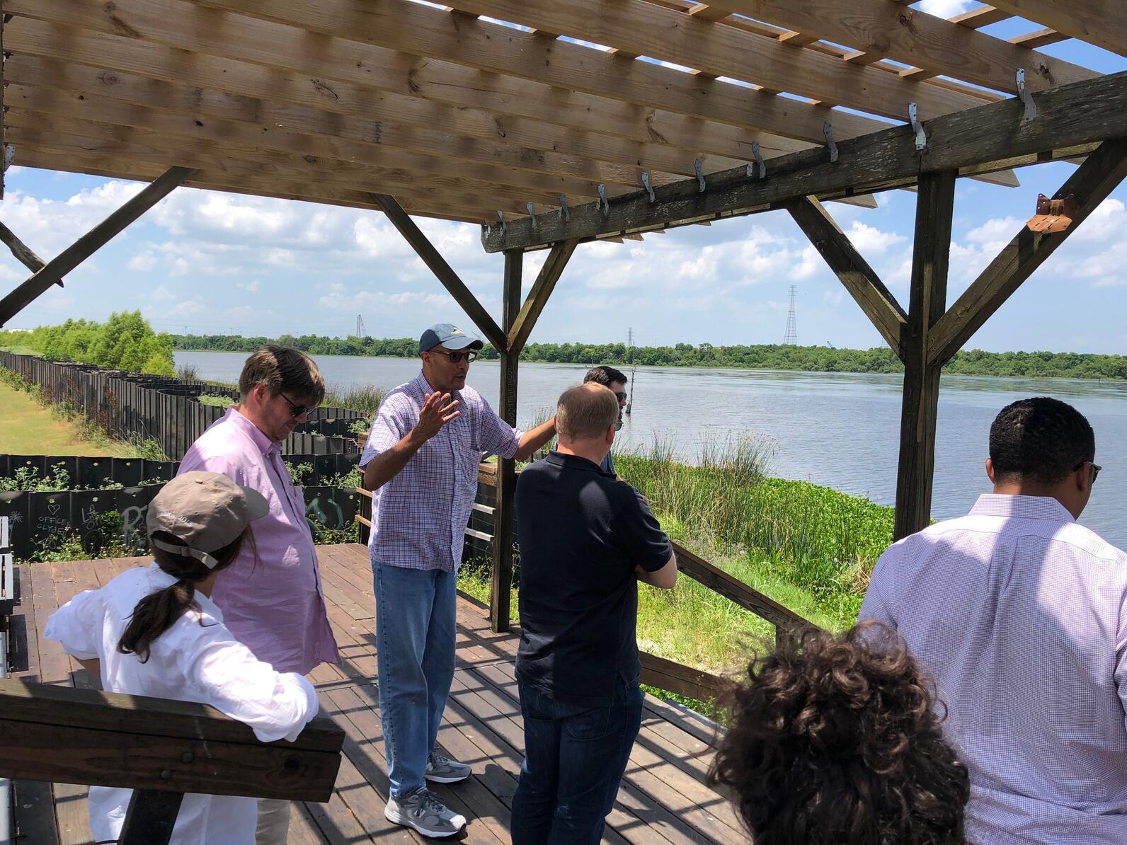 Charles Allen explaining how the Bienvenue Wetland Triangle swamp has disappeared.