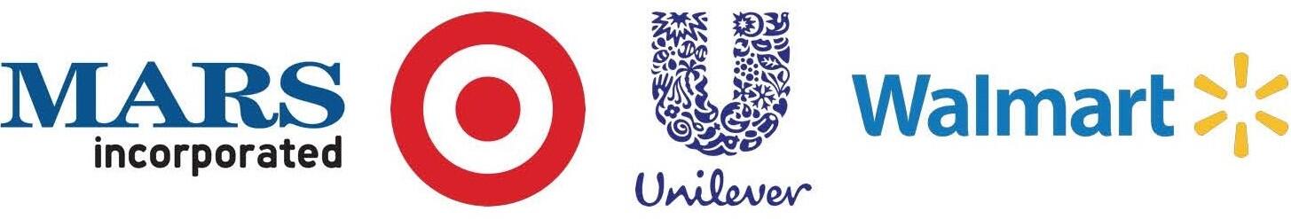 Four logos; Mars Incorporated, Target, Unilever, and Walmart.